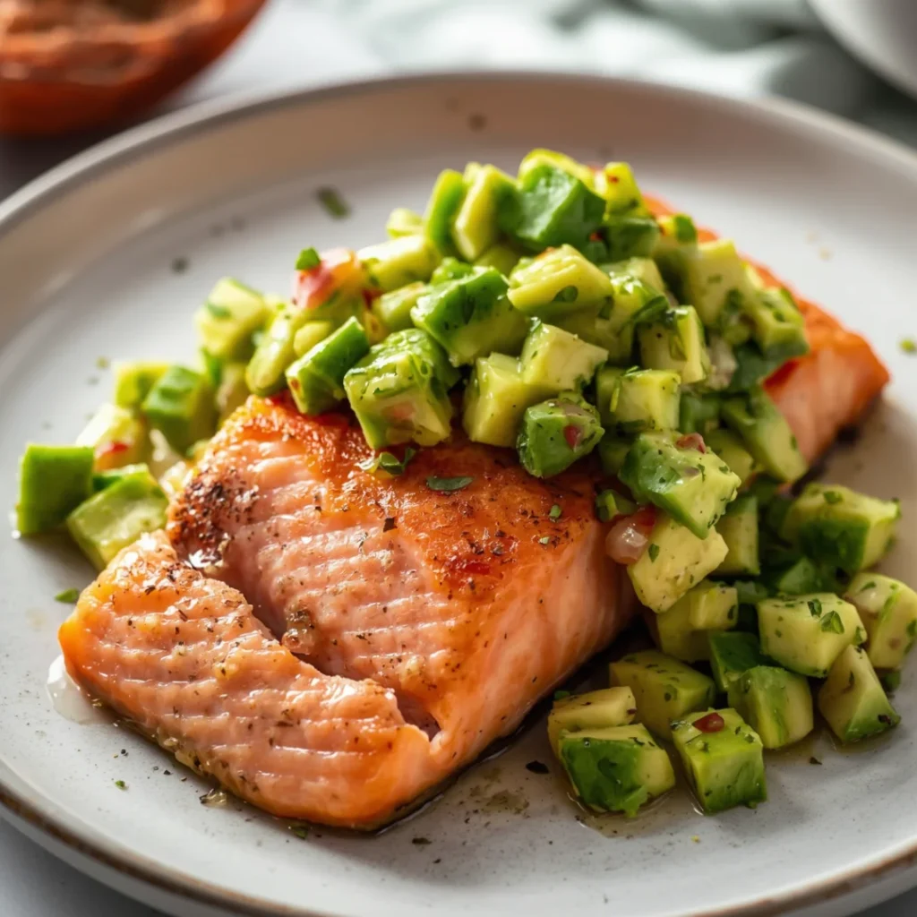 Baked Salmon with Avocado Salsa