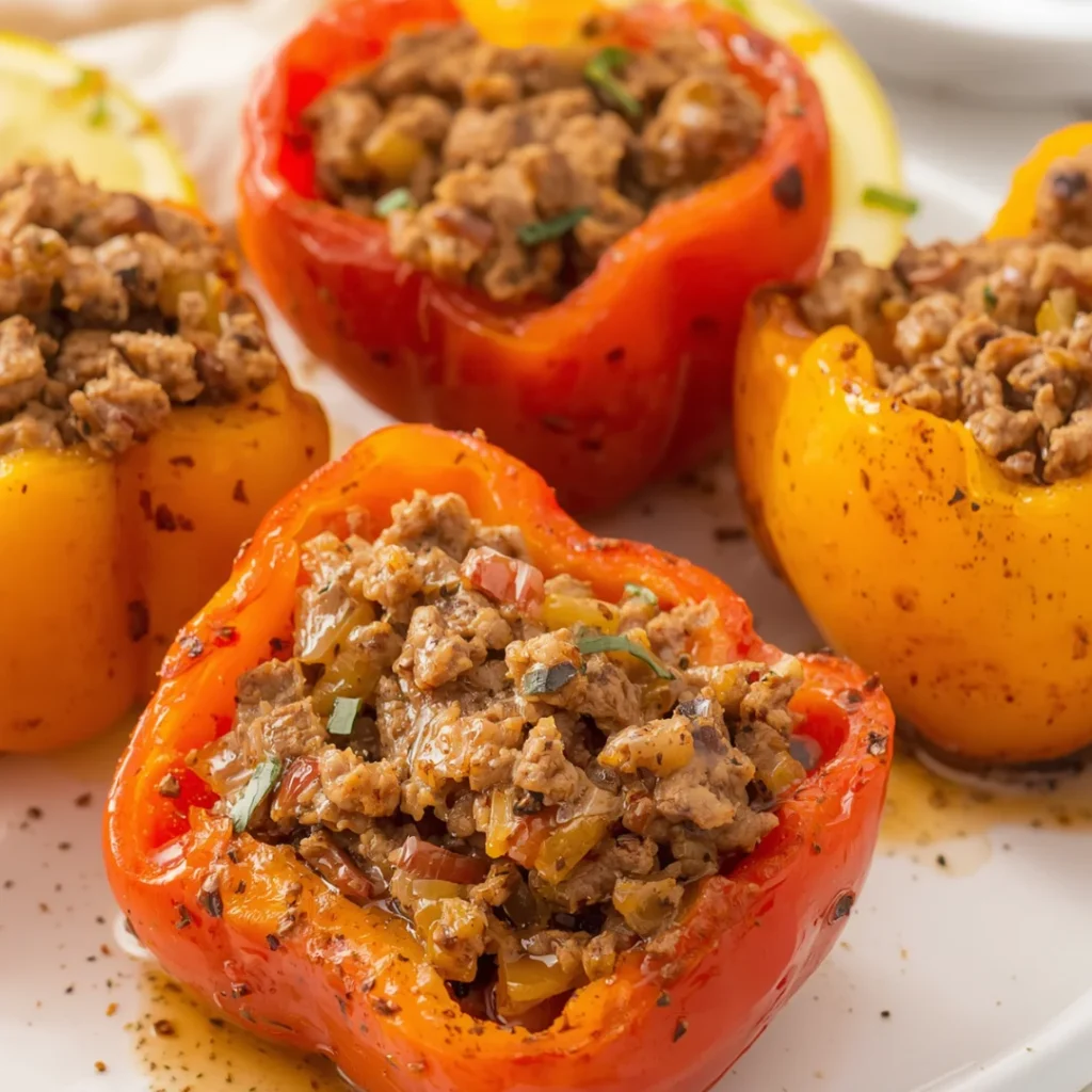Air Fryer Stuffed Peppers with Beef