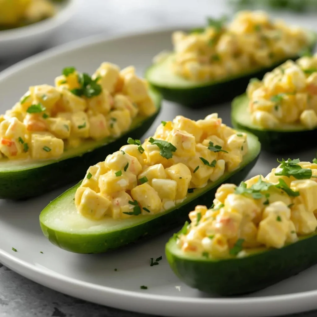 Egg Salad Cucumber Boats
