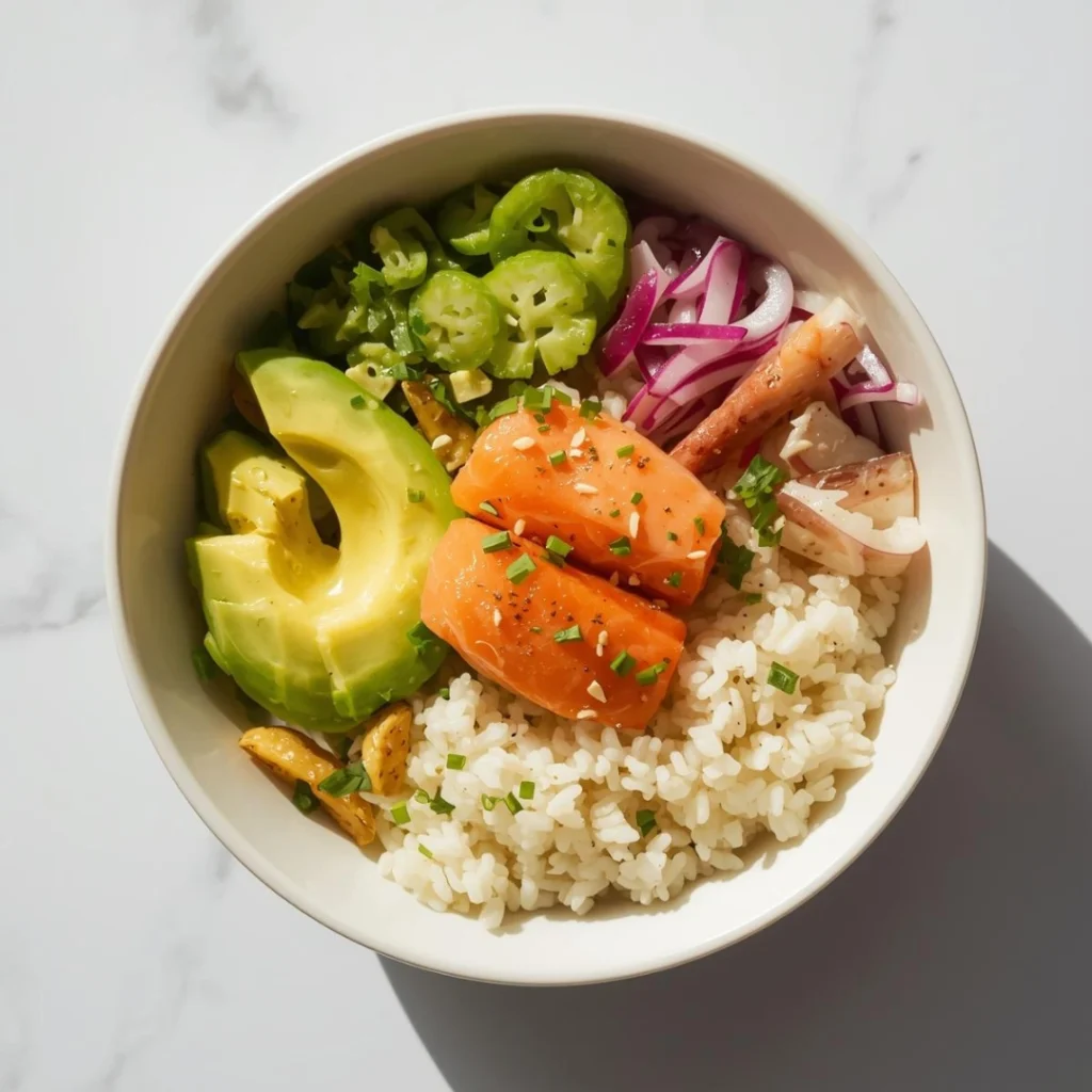 Salmon Avocado Rice Bowl