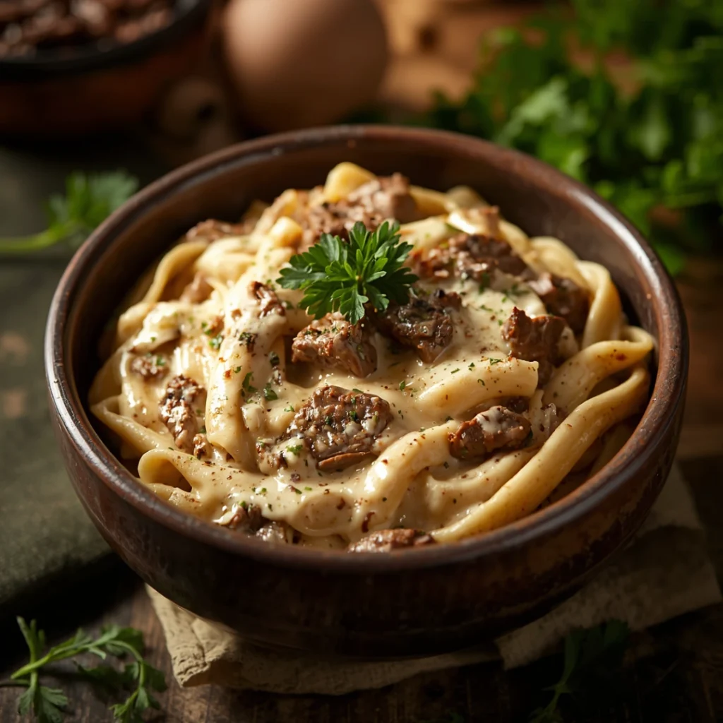 Beef Alfredo Pasta