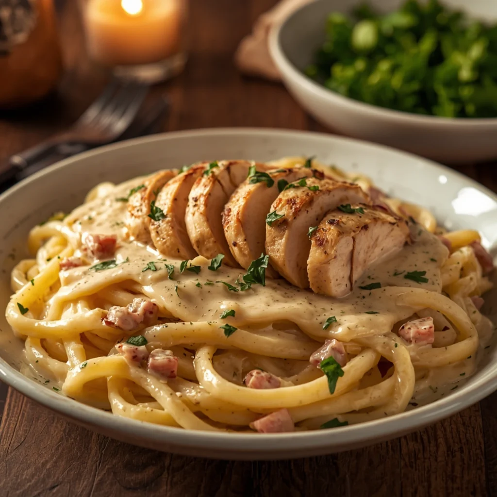 Chicken Alfredo with Protein Pasta