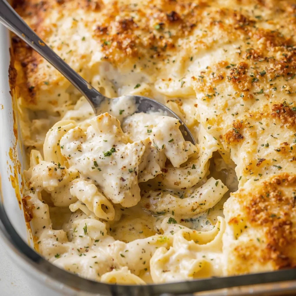 Garlic Chicken Alfredo Bake