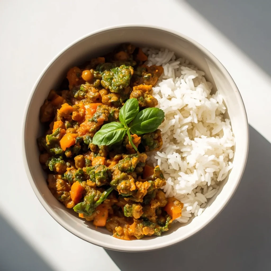 Lentil and Spinach Curry with Rice
