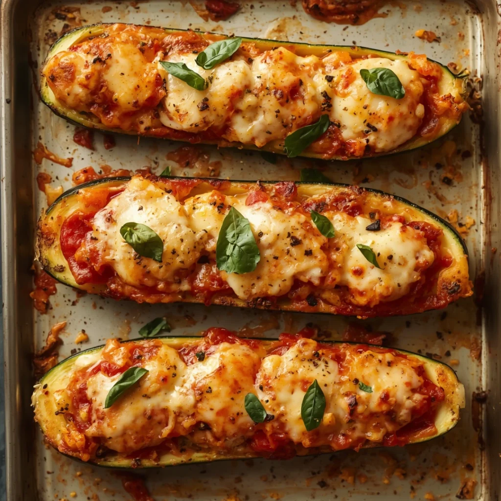 Pizza Stuffed Zucchini Boats