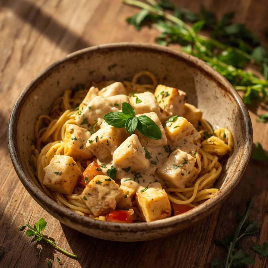 Tofu Alfredo with Veggies