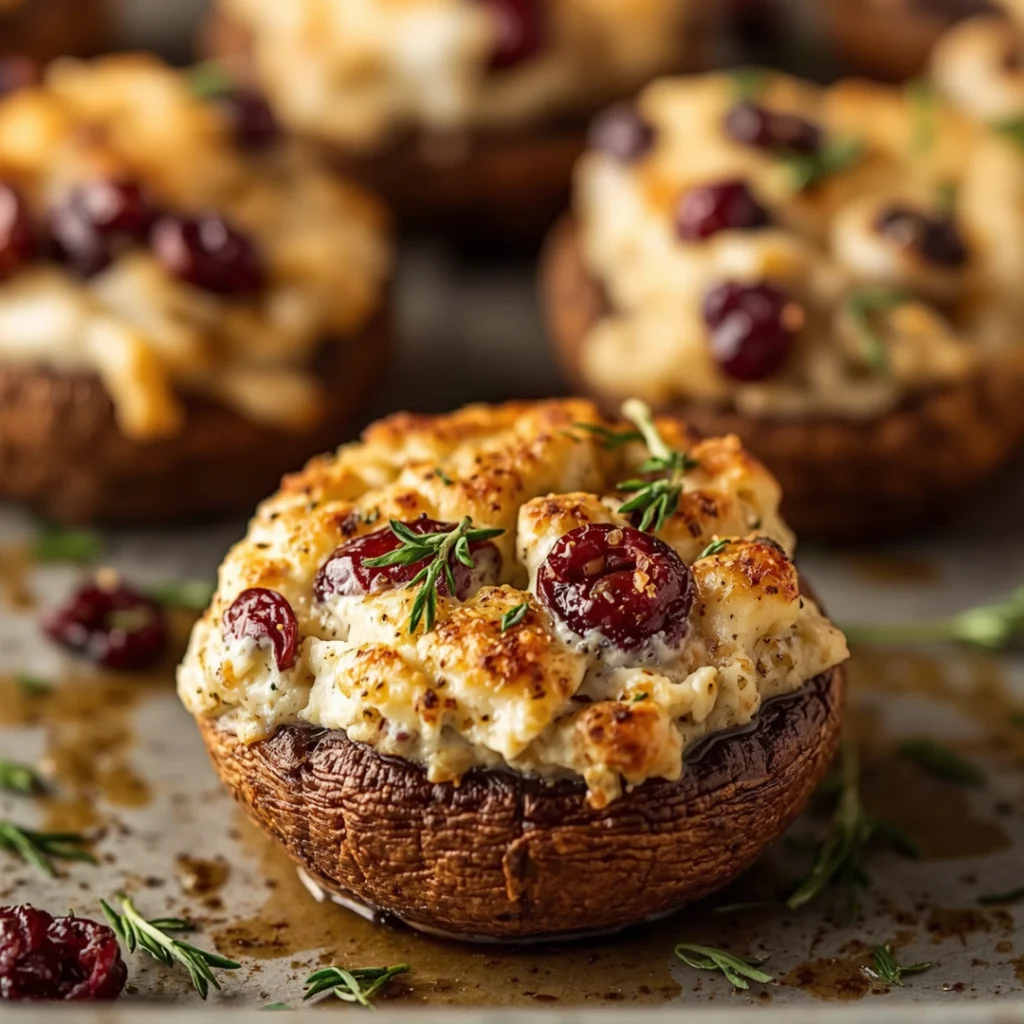 Cranberry Brie Stuffed Mushrooms
