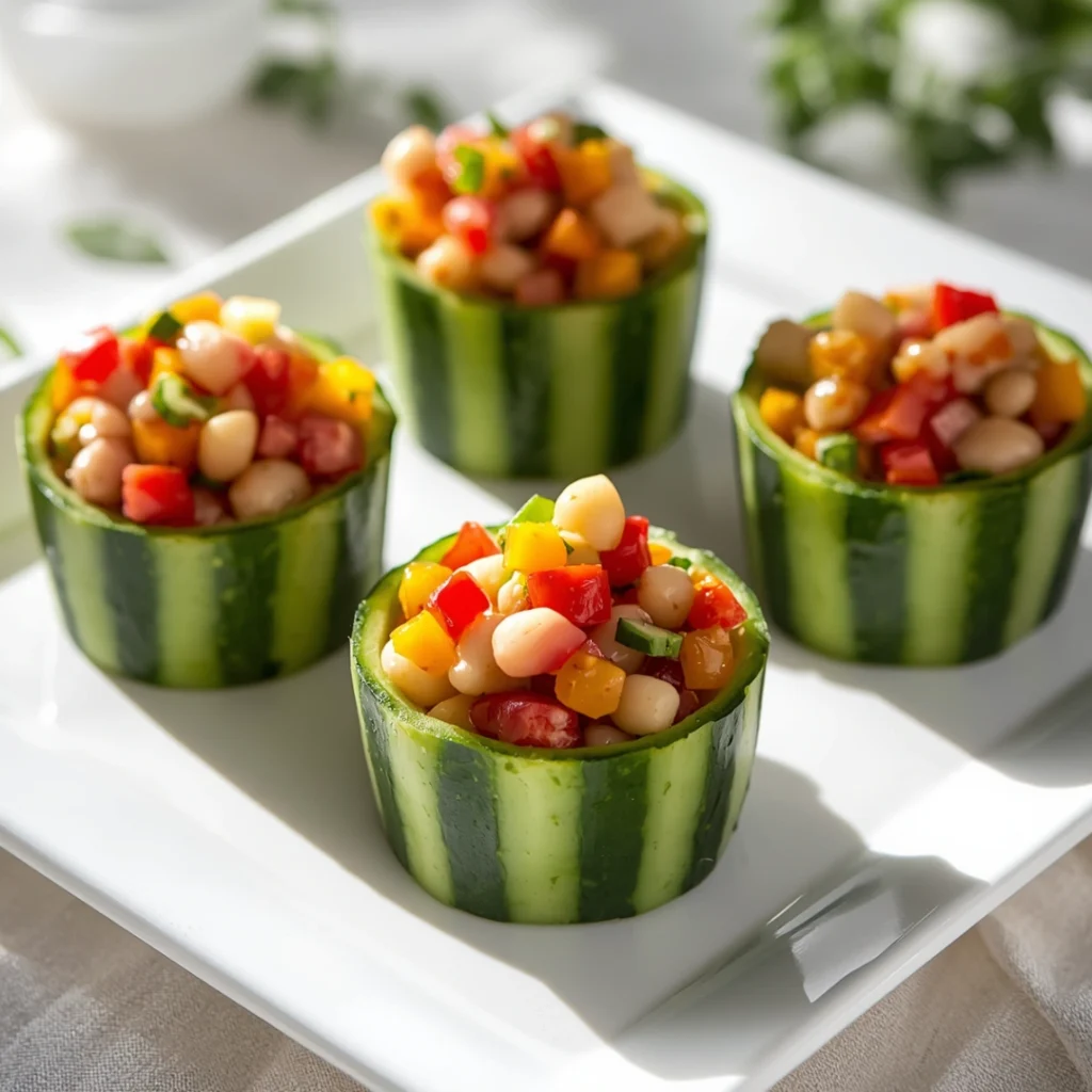 Cucumber Bean Salad Cups