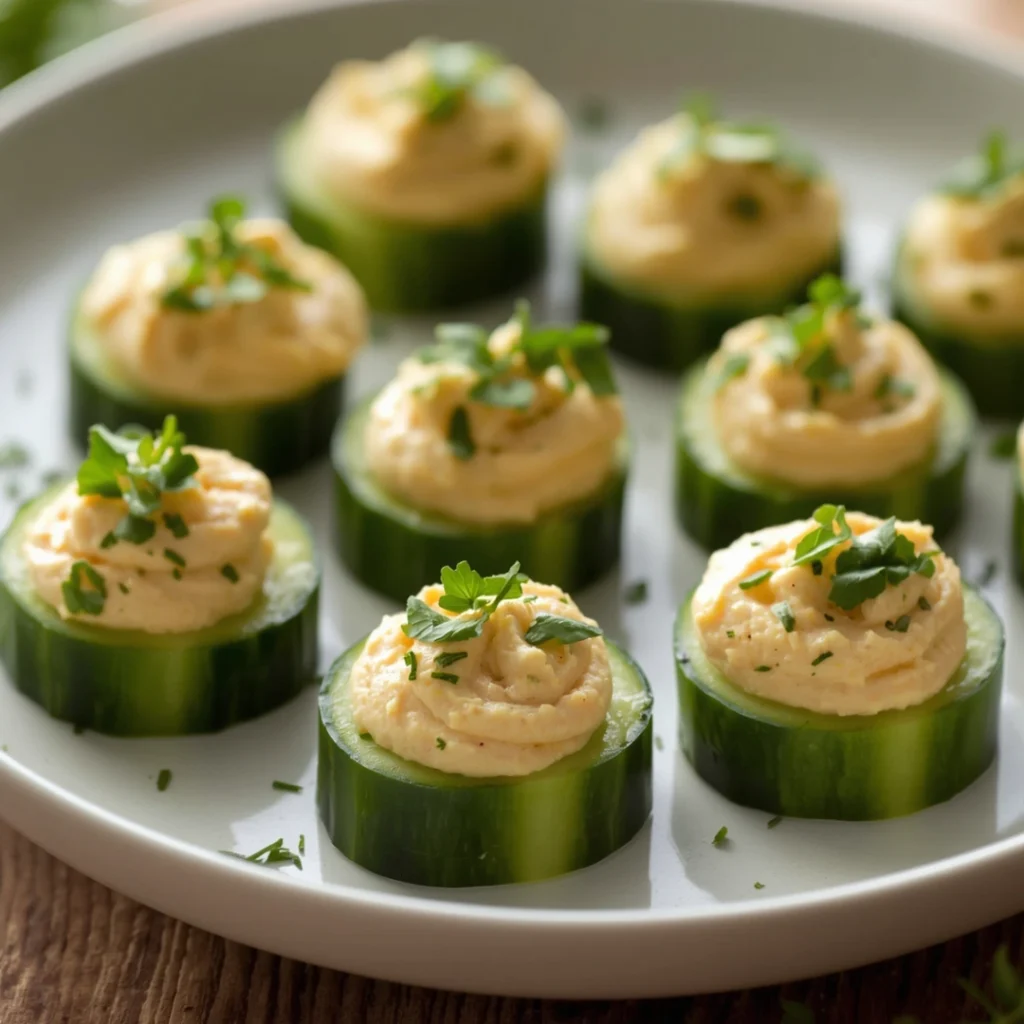 Cucumber Hummus Bites