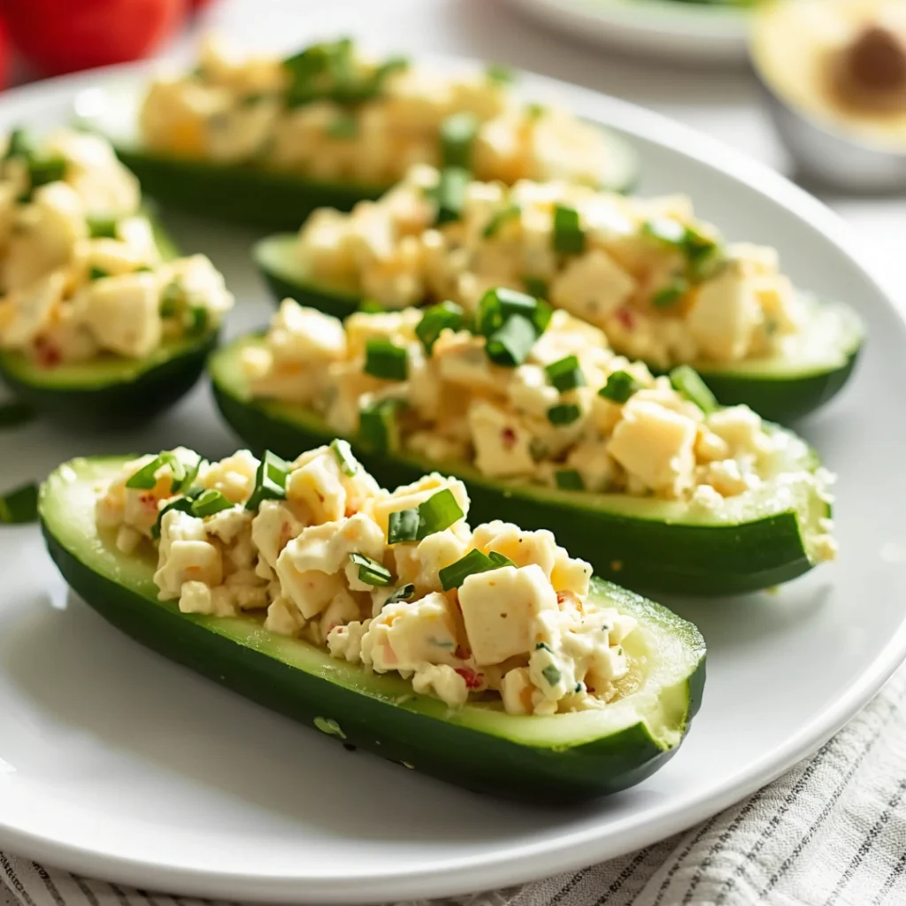 Egg Salad Cucumber Boats