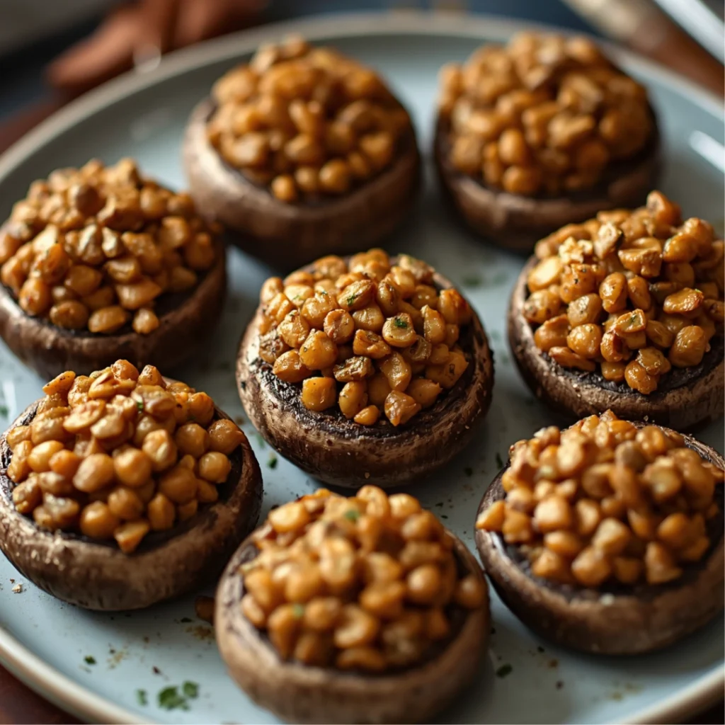 Lentil Stuffed Mushrooms