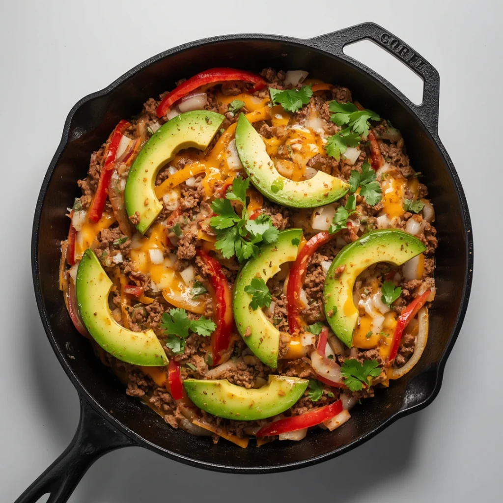 Ground Beef Avocado Skillet