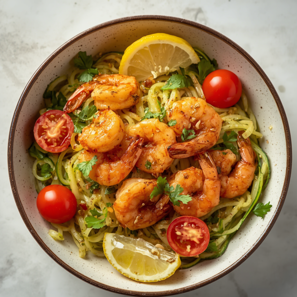 Honey Garlic Shrimp with Zucchini Noodles
